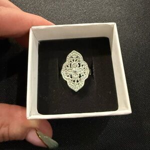 Intricate Filigree Silver Womens Ring - Elegant Statement Sz. 7